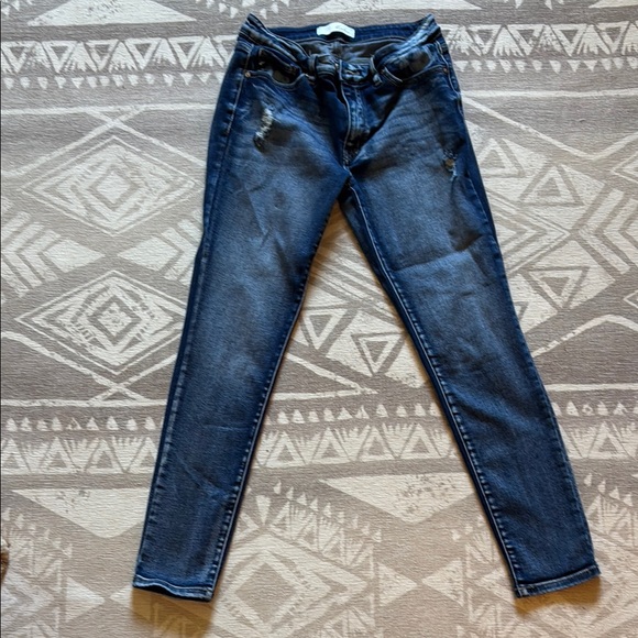 KanCan Blue Skinny Jeans with Rolled Hems - Picture 1 of 4